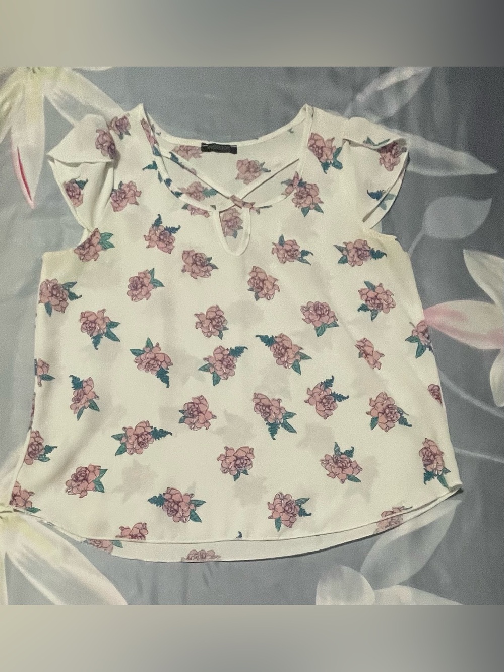 Papermoon White Blouse with Pink Floral Print
